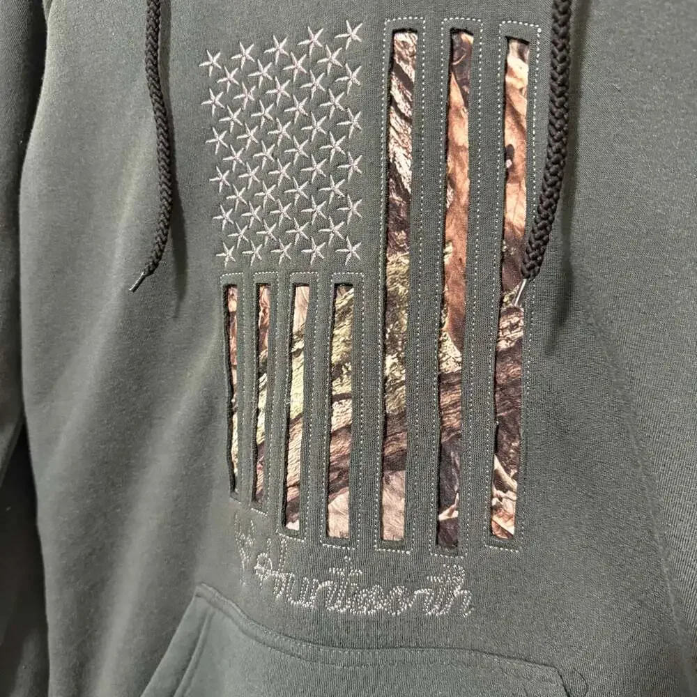 Huntworth Hoodie Size Small‎ Camo American Flag Sweatshirt Pullover